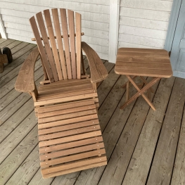ADIRONDACK DECK CHAIR -KALLE- MIT FOOTREST UND TISCH AUS ROBINIE